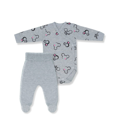 KOMPLET BODY KOPERTOWE+PÓŁŚPIOSZKI KOLEKCJA MYSZKA NEON SZARY MELANŻ